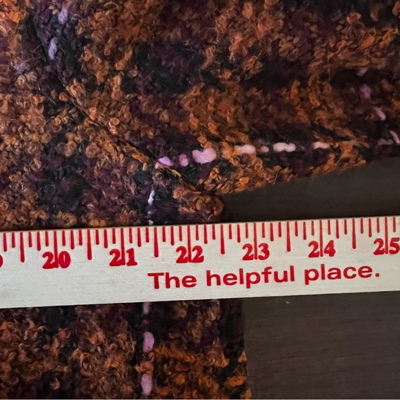 Chepe Italy Wool Cotton Blend Tweed Orange Burgundy Plaid Jacket Lined Size M - Picture 11 of 14